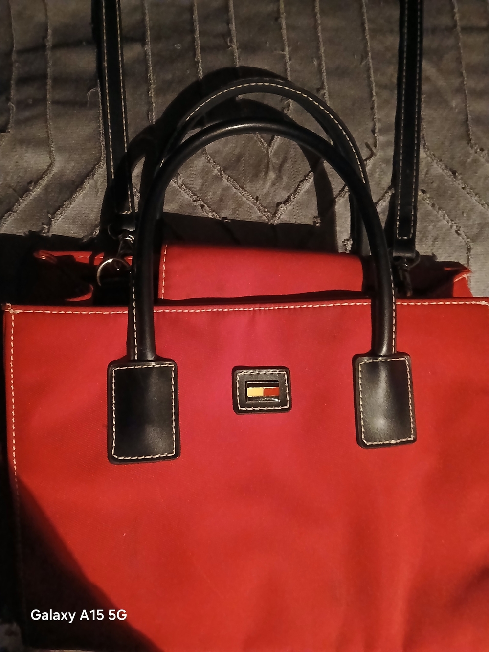 Tommy Hilfiger Red Crossbody Tote with Black Trim